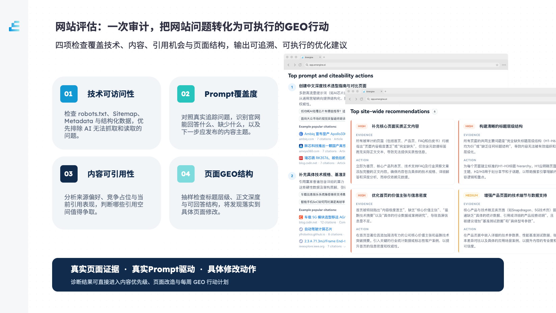 Emergine 网站 GEO 评估能力